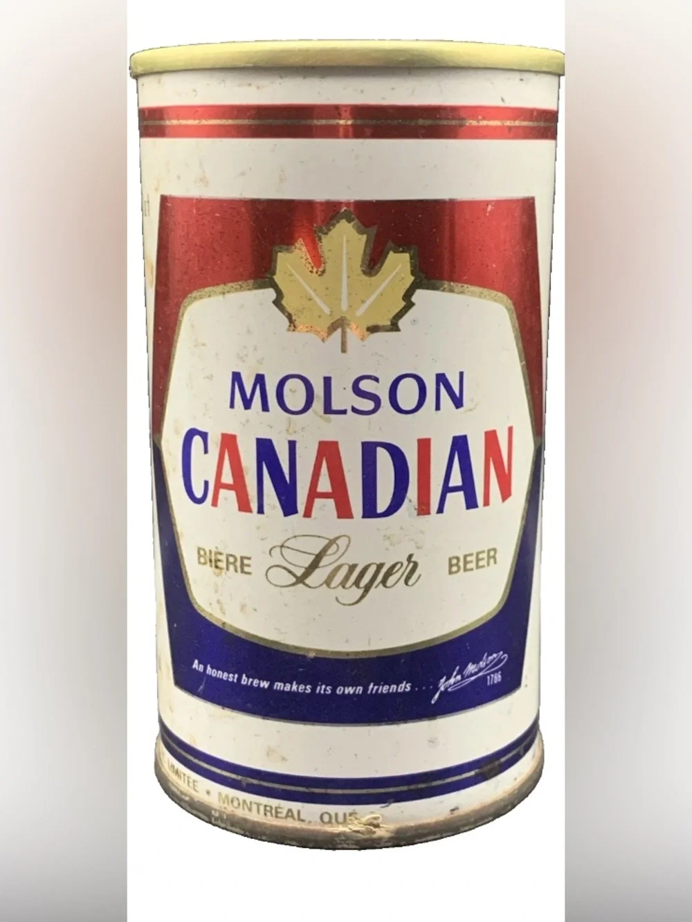 Vintage Beer Can Molson Canadian Lager Biere Beer Empty Steel Can